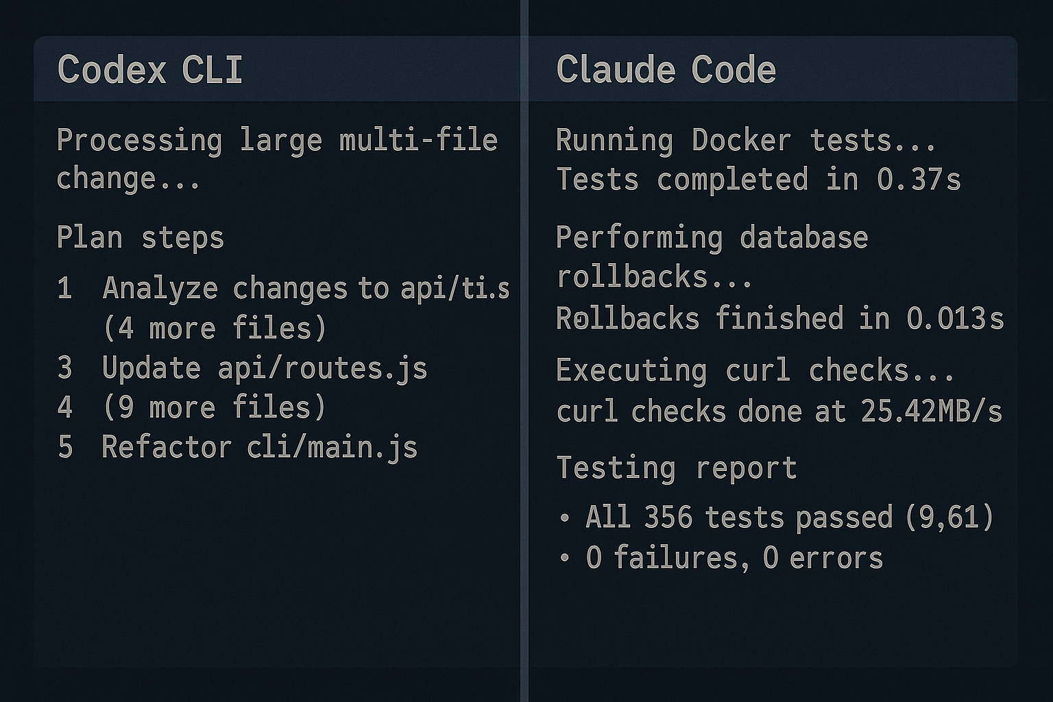 Codex and Claude workflows side by side